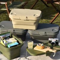 Caja de almacenamiento plegable de plástico para exteriores, mesa de Camping, cesta de Picnic impermeable de gran capacidad con tapa abatible, cesta para artículos diversos, barbacoa - details 14