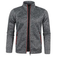 715 Suéter de punto con cremallera larga para hombre, mangas de terciopelo fino, top moderno, chaqueta grande, otoño e invierno - details 15