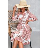 Vestido de manga tres cuartos con cuello en V para mujer, elegante, hermoso, nuevo en oferta - details 5