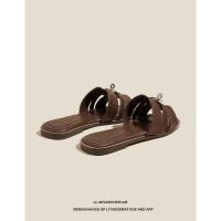 Sandalias Planas Casuales para Mujer Punta Abierta, Diseño Romano Tejido, Tacón Antipé, Moda de Verano/Primavera, Adecuado para Vestidos, Playa, Apartamento - details 8