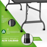 Mesa de Camping Plegable Multifuncional 180 x 75 cm Portátil para Jardín, Balcón, Picnic - details 3