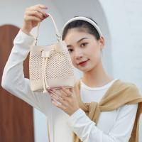 Bolso cruzado de paja con bolsillo, bolso de cubo tejido con cordón, bolso de mensajero de gran capacidad, bolso de hombro de playa para verano - details 2