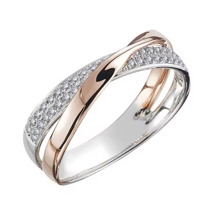 Anillo De Lujo Chapado En Oro De 14k, Incrustado Con Circonitas Brillantes, Joyería De Compromiso Y Boda Para Mujer - 1