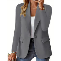 Moda Otoño Cárdigan Blazer de Manga Larga de Color Sólido para Mujeres - details 4