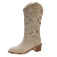 Botas largas a la moda para mujer, botas martin informales de tacón bajo con punta estrecha para otoño - details 0