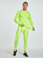 Quick-Dry Men's Compression Shirt - Fluorescent Green Athletic Base Layer for Workouts and Sports - details 2