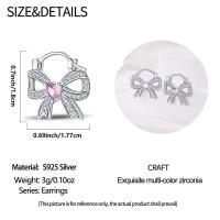 Anillos de pavimentación brillantes de circonita 2025 con lazo de plata pura Original, pendientes para mujer, regalos de joyería de aniversario - details 17