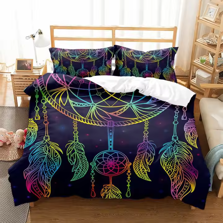 Funda de edredón Dreamcatcher Juego de funda nórdica Boho Mandala Juego de cama para niñas adultos Purple Dream Catcher Funda de edredón Poliéster suave - 1