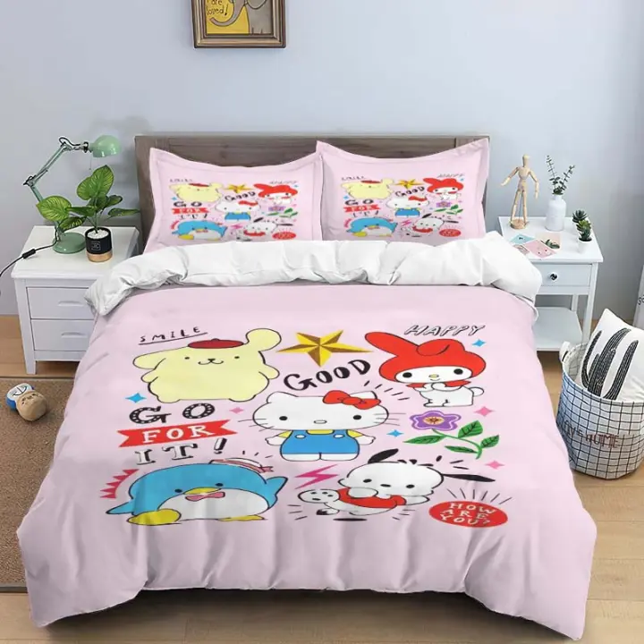 Conjunto de Cama de Dibujos Animados Kawaii Funda de Almohada de Peluche 3D de Perro de Pudín - 1