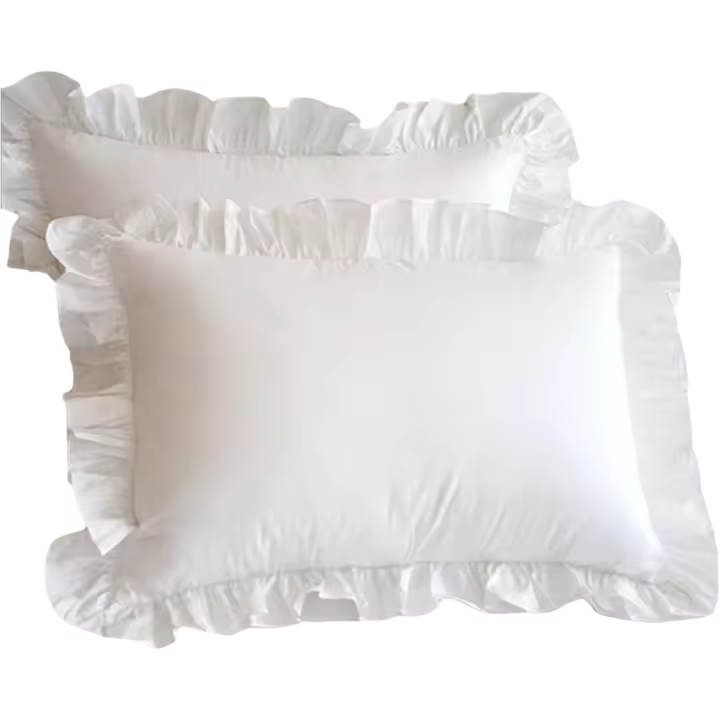 Funda De Cojín Princesa Europea Con Volante Decorativa De Algodón Cierre Invisible Para Adorno Del Hogar Y Dormitorio - 1