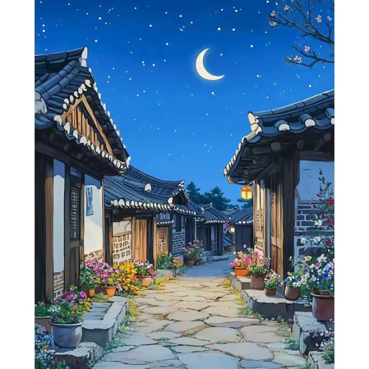RUOPOTY Pintura Por Números Moderna Kit de Jardín Nocturno en Acrílico - 1