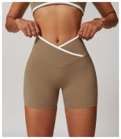 Pantalones cortos de Yoga cruzados de cintura alta, ajustados y Nude, pantalones deportivos de levantamiento de cadera de melocotón, pantalones de Fitness al aire libre para mujer - details 13