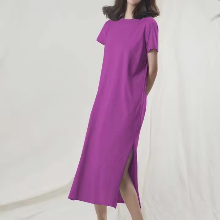 Vestido de Verano de Algodón Casual para Mujer Manga Corta, Longitud Media, Moda Sundress - 1
