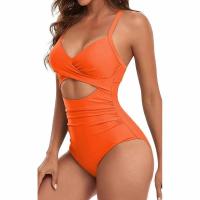 Bañadores de una pieza para mujer, traje de baño de cintura alta con recorte de Control de barriga, con lazo en la espalda, 1 pieza - details 3