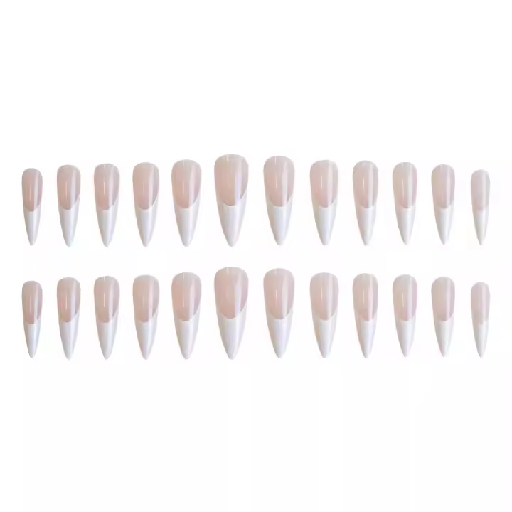 Uñas postizas desnudas con punta blanca, material seguro de larga duración, resistente al agua, para ir de compras, viajar y salir - 1