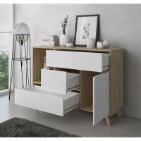 Mueble de Comedor Elegante Estilo Wind Madera Resistente Blanco/Cemento Longitud de 86x120x40cm - details 20