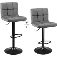 2, Sillas de Bar con Superficie de Terciopelo y Altura Ajustable, Taburete de Cocina Giratorio con Respaldo y Reposapiés - details 6