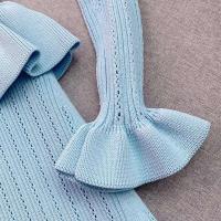 YuooMuoo marca de moda de una sola pieza de punto Maxi mujeres elegante con cuello en V con volantes cintura delgada ceñido al cuerpo Vestido de fiesta - details 3