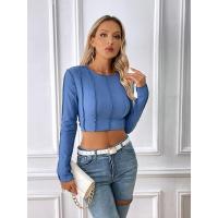 Camisetas de manga larga para mujer, ropa casual, suaves, cuello redondo, elegantes y brillantes, primavera, 2023 - details 5