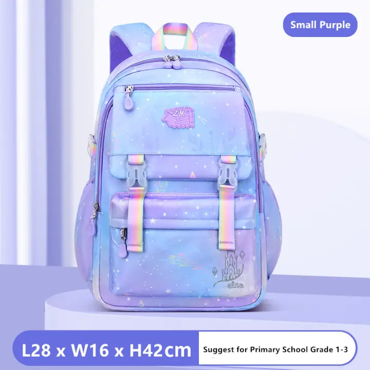 Mochilas escolares para niñas, moradas, impermeables, estilo coreano - 1