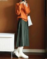 Otoño Invierno naranja cuello alto cachemir mujeres suéter grueso Casual básico Jersey tejido suéter Tops sueltos - details 5