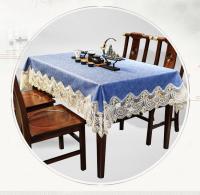 Mantel rectangular de lujo con bordado de encaje, cubierta de mesa redonda, mesa elegante con flores, tela de comedor, pañuelos de mesa - details 1