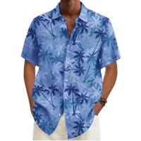 Camisas hawaianas con solapa de árbol de Coco para hombre, camisa de manga corta a la moda, blusa Floral, cuello vuelto, ropa masculina, verano - details 0