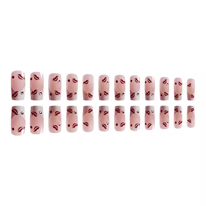 Uñas artificiales de cobertura total, manicura francesa de prensa larga, 24 piezas, con puntas blancas, para decoración de uñas - 1