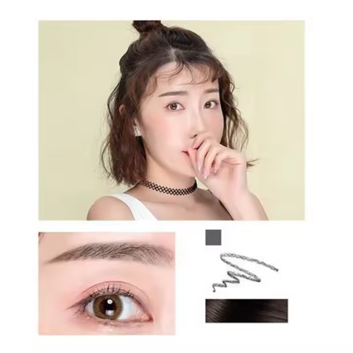 Lápiz de cejas ultrafino Natural, cepillo de cejas resistente al agua y al sudor, lápiz para cejas de doble punta de larga duración para mujer - 1