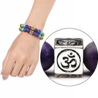 Pulsera de Yoga Vintage India Doble Capa de 7 Akas Mujeres Hombres Joyería de Sanación de Piedras Lava - details 24