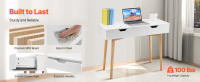 SucceBuy Escritorio compacto con cajones, mesa de estudio para niños para dormitorio, escritorio minimalista de madera para dibujar, leer, escribir - details 1