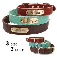 Collar cuero personalizado mascota collares suaves perro etiqueta de identificación grabada para perros grandes Pitubull Pastor - details 13