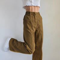 Pantalones de corte casual con plumas rectas de color liso para mujer, e, otoño e invierno, nuevo - details 8