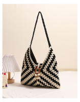 Bolso de algodón tejido de un solo hombro estilo étnico, bolso de paja, bolso de playa para vacaciones, bolso versátil para mujeres - details 5