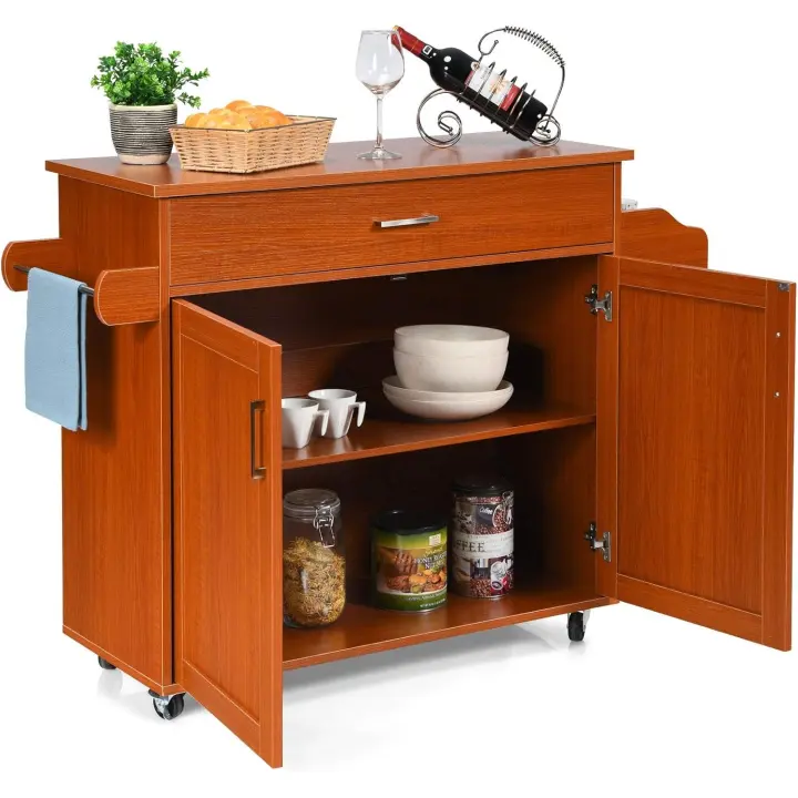 Cocina, Armario de Cocina con Toallero y Estante para Especias, Cajón Grande y Estante Ajustable, - 1
