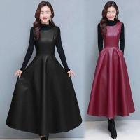 Camiseta sin mangas de cuero PU para mujer con bolsillos moda Otoño e Invierno Oficina A-e vestido largo de fiesta para mujer C235 - details 2