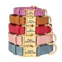 Collar perro personalizado, collares cuero PU perros, collar mascotas con hebilla de Metal personalizado gratis para perros - details 2