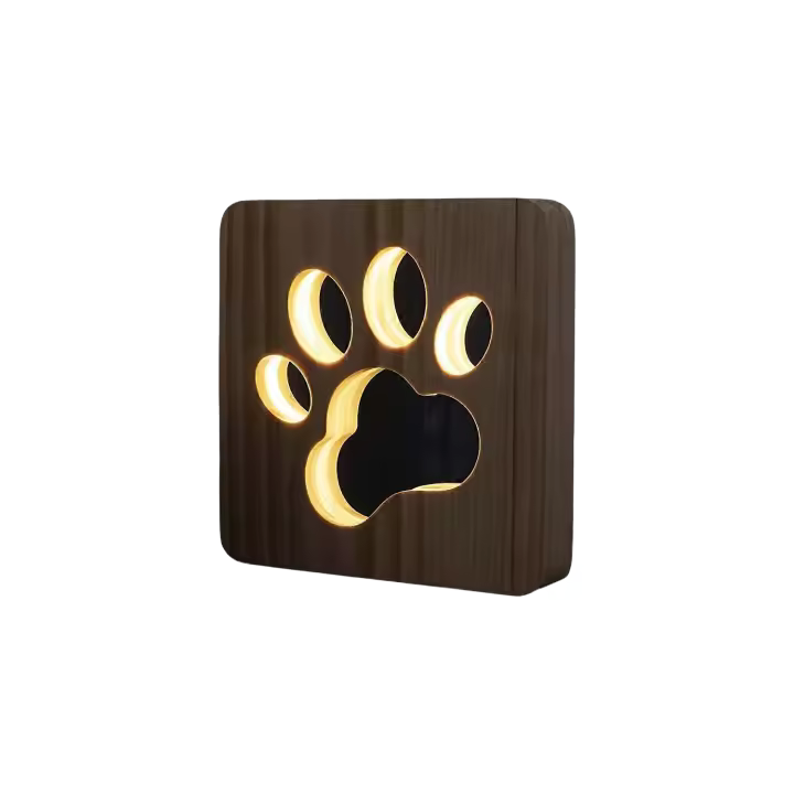 Lámpara de Mesa de Madera con Patada de Perro LED Nocturna Luz Creative 3D para Decoración de Dormitorio para Niños Regalo de Navidad y Año Nuevo - 1