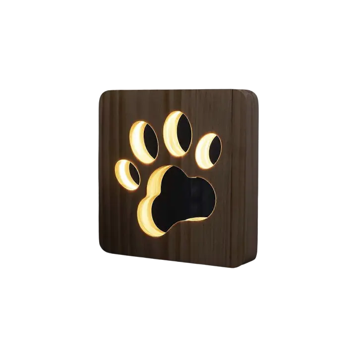 Lámpara de Mesa de Madera con Patada de Perro LED Nocturna Luz Creative 3D para Decoración de Dormitorio para Niños Regalo de Navidad y Año Nuevo - 1