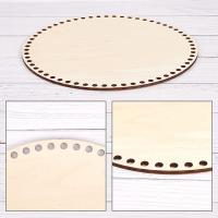 Fondo de cesta de madera Natural con agujero, Base de madera en blanco circular para tejer DIY, bolsa de ganchillo, moldeador de fondo artesanal, 30cm - details 4