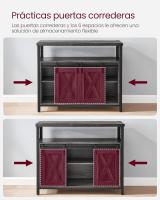 Aparador, Armario de Cocina, Armario de Almacenamiento, con 2 Puertas Correderas, 33 x 100 x 80 cm, Estantes Ajustables, para Salón, Marrón Rústico y Negro - details 21