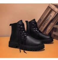 Botas de cuero de cocina para hombre de otoño, zapatos deportivos informales para Chef, a la moda, diseño Martin, negro, impermeables y antideslizantes - details 3