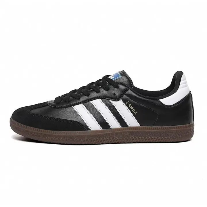 Zapatilla Samba Buroalma Zapato de Correr de Cuero Auténtico en Negro y Blanco Mujer Talla 36-45 - 1