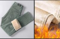 Pantalones de Veludo Cálidos de Invierno Moda de Negocios Casuales para Hombres Tela Elástica - details 11
