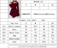 Vestido de estilo simple y elegante para mujeres cintura alta, adelgazamiento, falda roja de vino - details 0