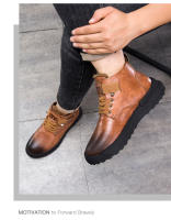 Zapatos de algodón para hombre Botas de nieve de invierno Cuero más terciopelo engrosado Zapatos de cuero de algodón casuales de caña alta - details 1