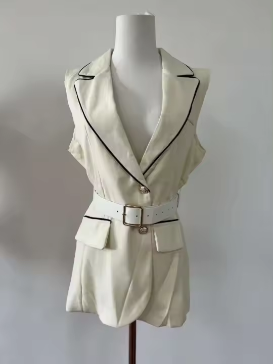 Chaleco Tre Blanco de moda coreana, nuevo artículo de otoño, top de mujer sin mangas adelgazante con cintura Viero de gama alta - 1