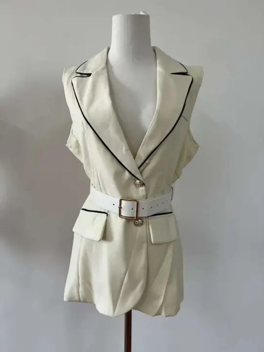 Chaleco Tre Blanco de moda coreana, nuevo artículo de otoño, top de mujer sin mangas adelgazante con cintura Viero de gama alta - 1