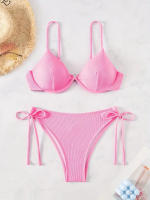 Nuevo traje de baño sexy con espalda descubierta y soporte de acero dividido de Yiyong, bikini con cordones de color sólido para mujer - details 15