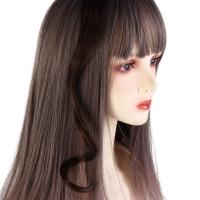 Extensiones de cabello para mujer, Clip en la frente, accesorios para el cabello, flequillo de barba de dragón, flequillo largo y rizado, peluca de síntesis con flequillo de parte media - details 0